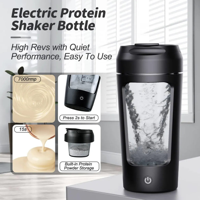 Coqueteleira Portátil Elétrica USB de 650ml - Misturador Automático Recarregável para Whey Protein e Bebidas